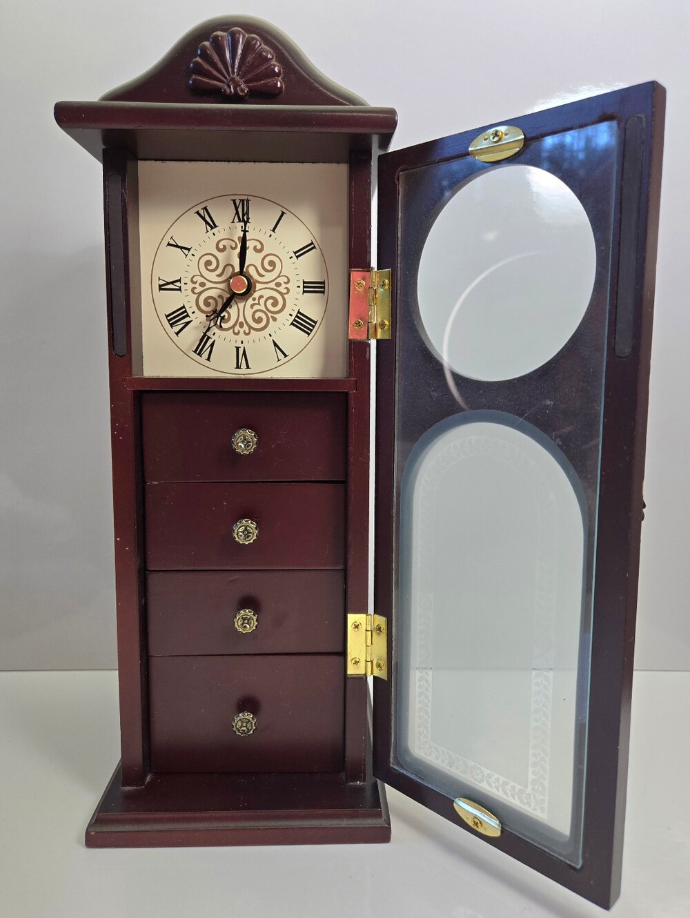 Vintage 1996 Avon Timekeeper Grandfather Clock Jewelry Box Cabinet Armoire Works - Picture 4 of 10